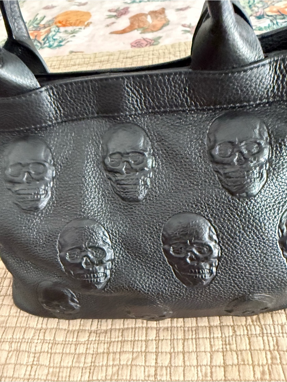 Iopelle Antonio Christiano skull embossed leather bag made
